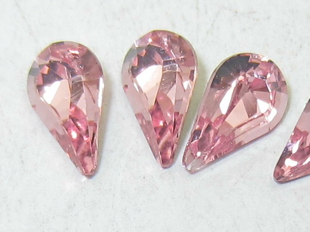 6x3.6mm PEAR 12pcs. LIGHT ROSE SKINNY POINTED BACK European Rhinestones